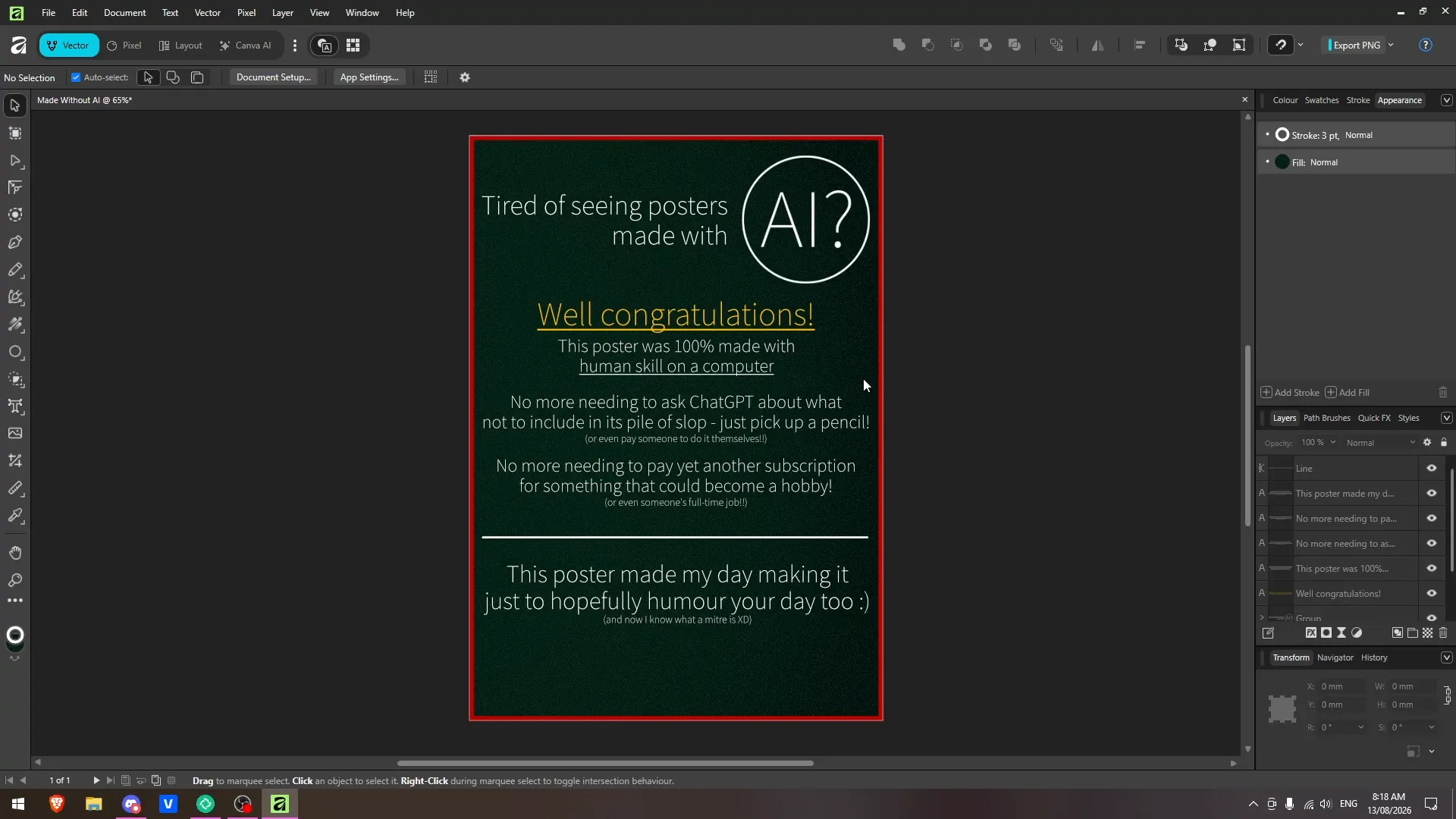 A photo of a computer screen featuring a poster being graphically designed